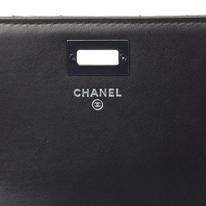 Chanel Aged Calfskin Chevron Quilted Reissue 2.55 Square Wallet On Chain WOC So Black 5 of 11