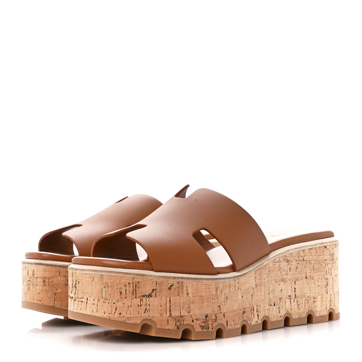 Hermes Calfskin Cork Eze 30 Sandals 37 Marron Glaise 3 of 8