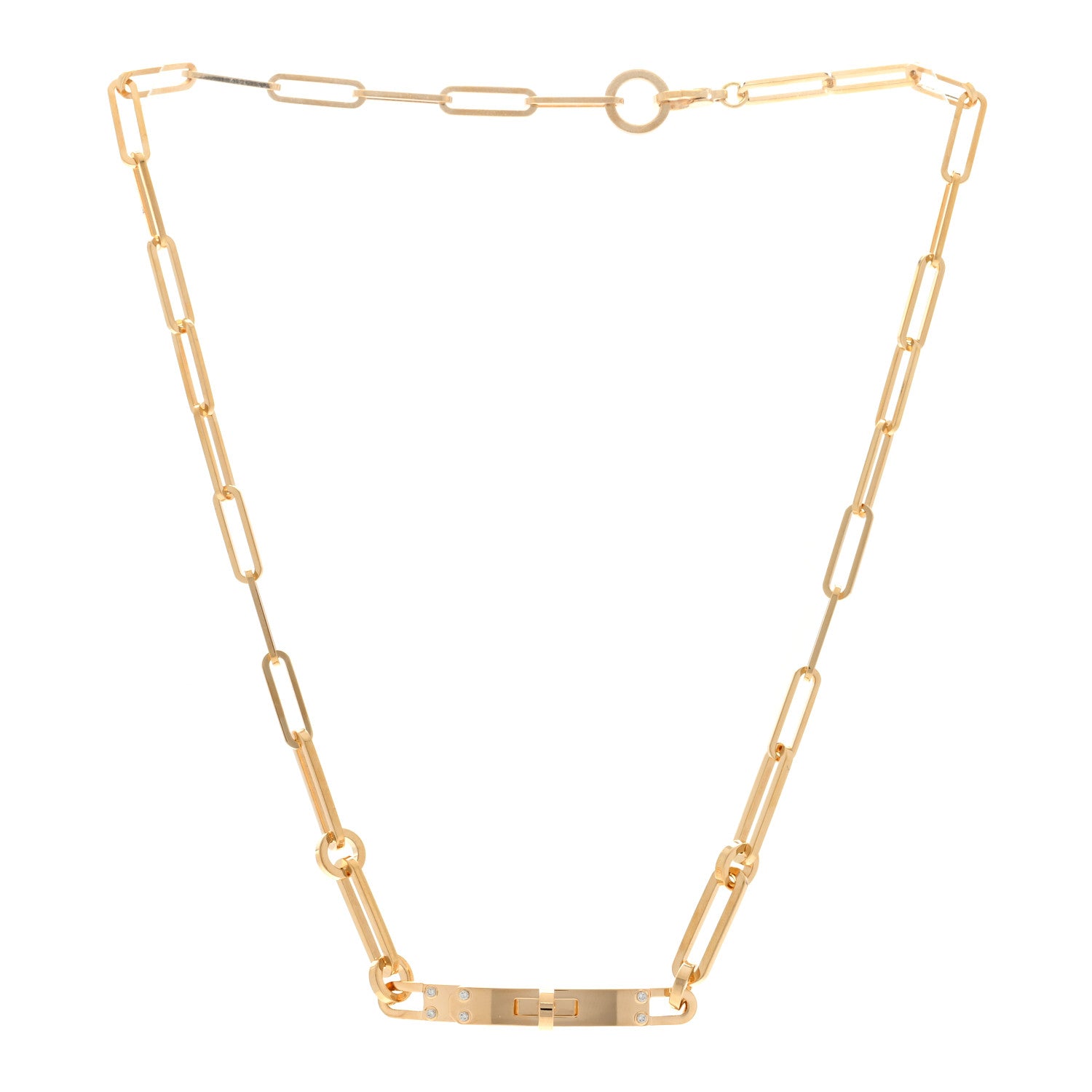 Hermes 18K Yellow Gold Diamond Kelly Chaine Choker Necklace 3 of 5