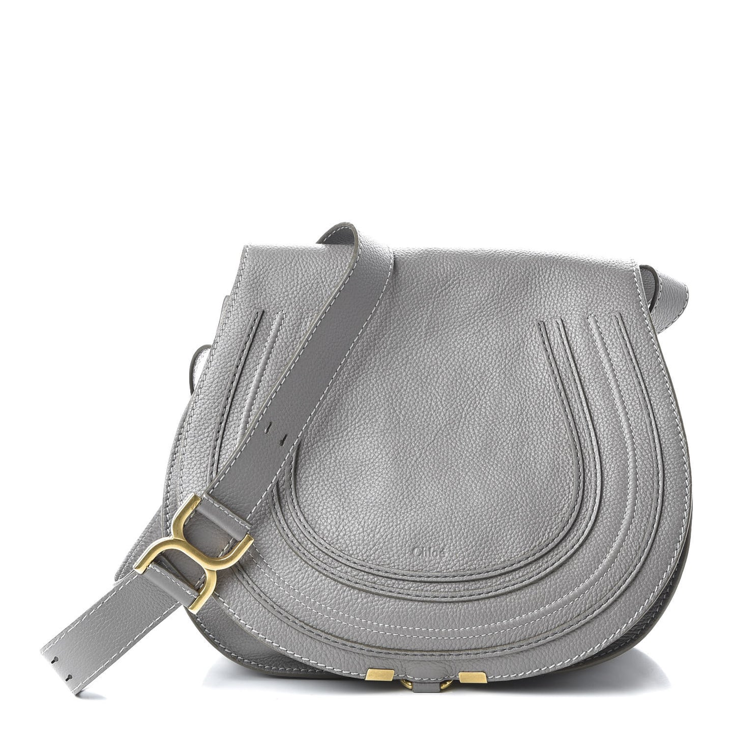 Calfskin Medium Marcie Round Crossbody Bag Cashmere Grey
