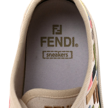 Fendi Kuban Canvas FF Womens Domino Low Top Sneakers 39 Grezzo Multicolor Latte 8 of 9
