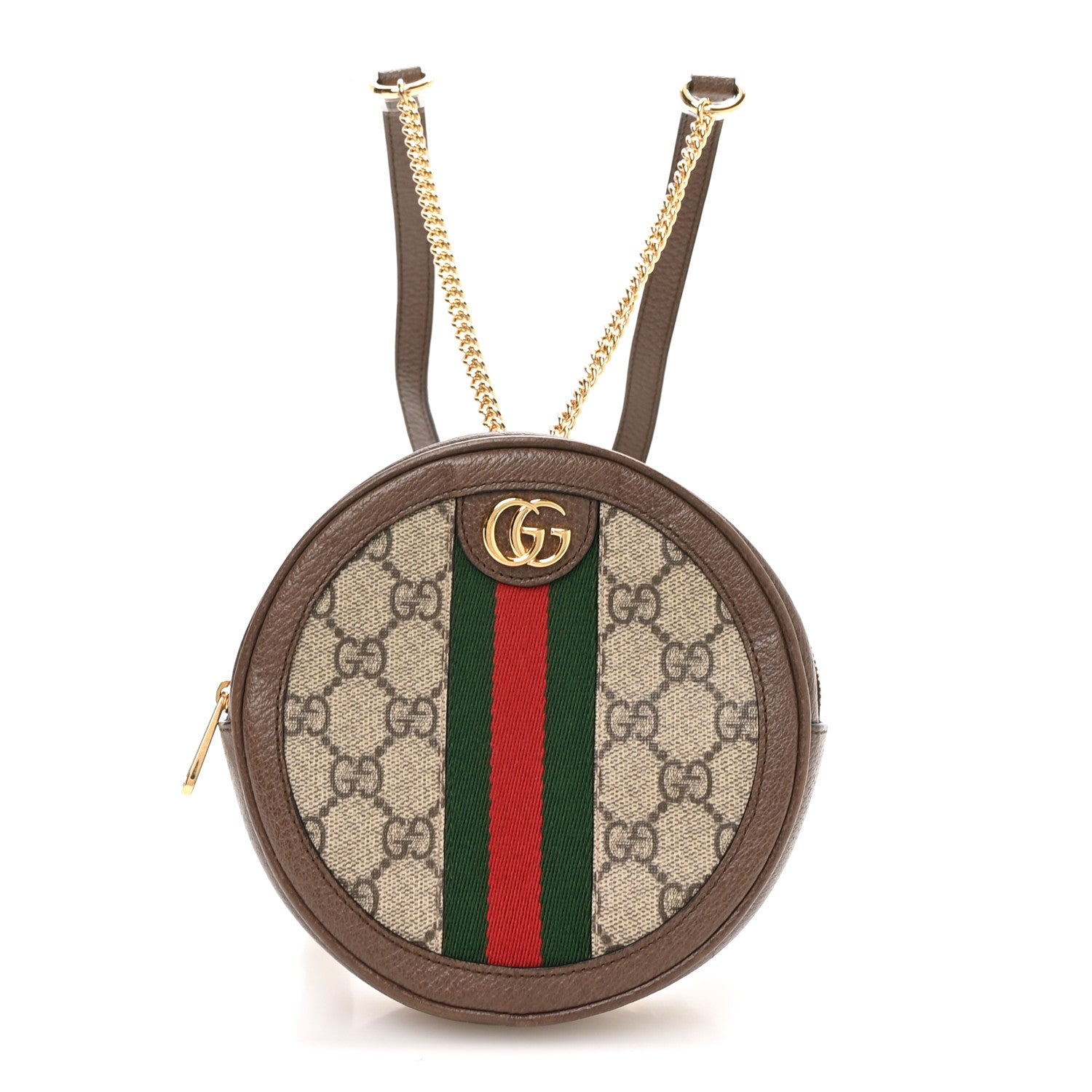 Gucci GG Supreme Monogram Web Mini Ophidia Round Backpack Brown 1 of 10