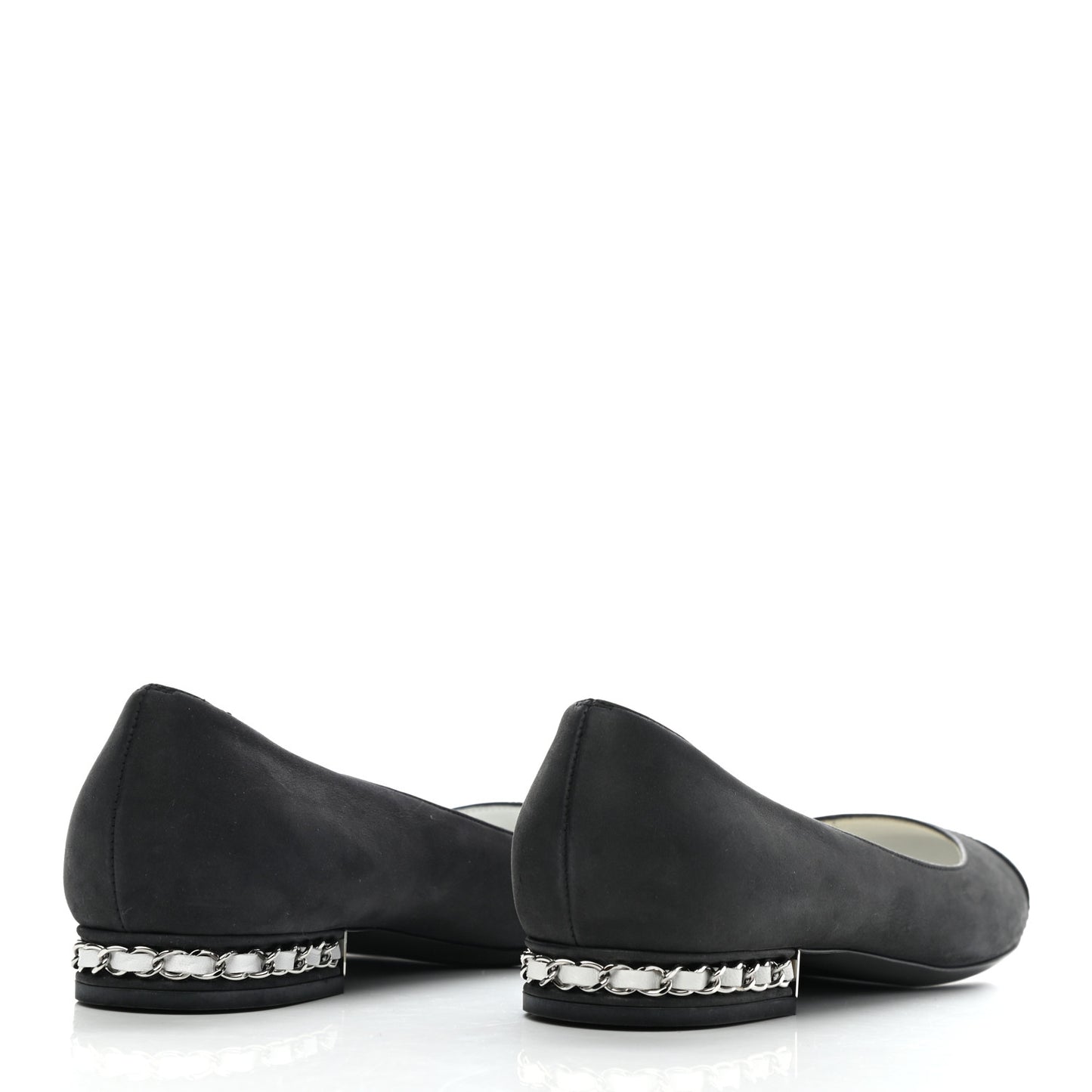 Nubuck Cap Toe Ballerina Flats 35 Black