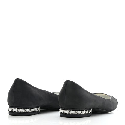 Chanel Nubuck Cap Toe Ballerina Flats 35 Black 4 of 10