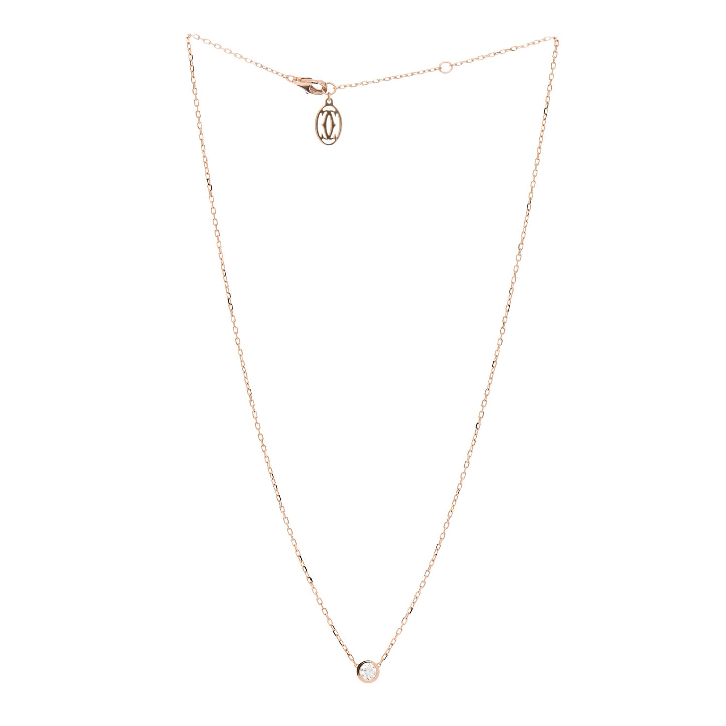 18K Pink Gold Diamond LM D'Amour Pendant Necklace