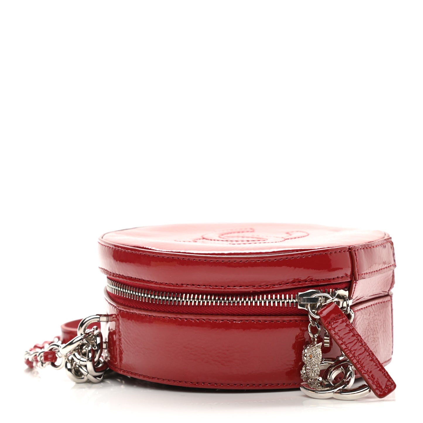 Patent Round As Earth Evening Bag Red