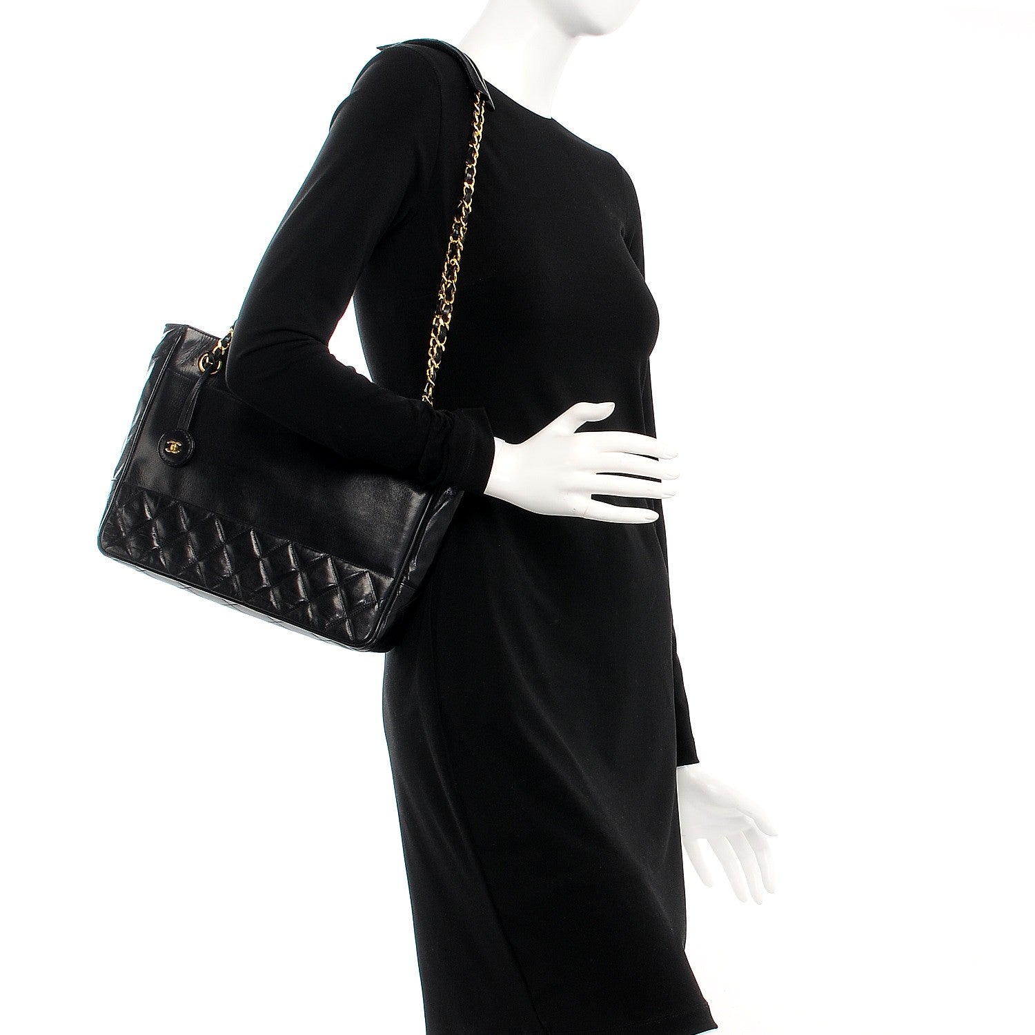 Chanel Lambskin Shopping Tote Navy 2 of 10
