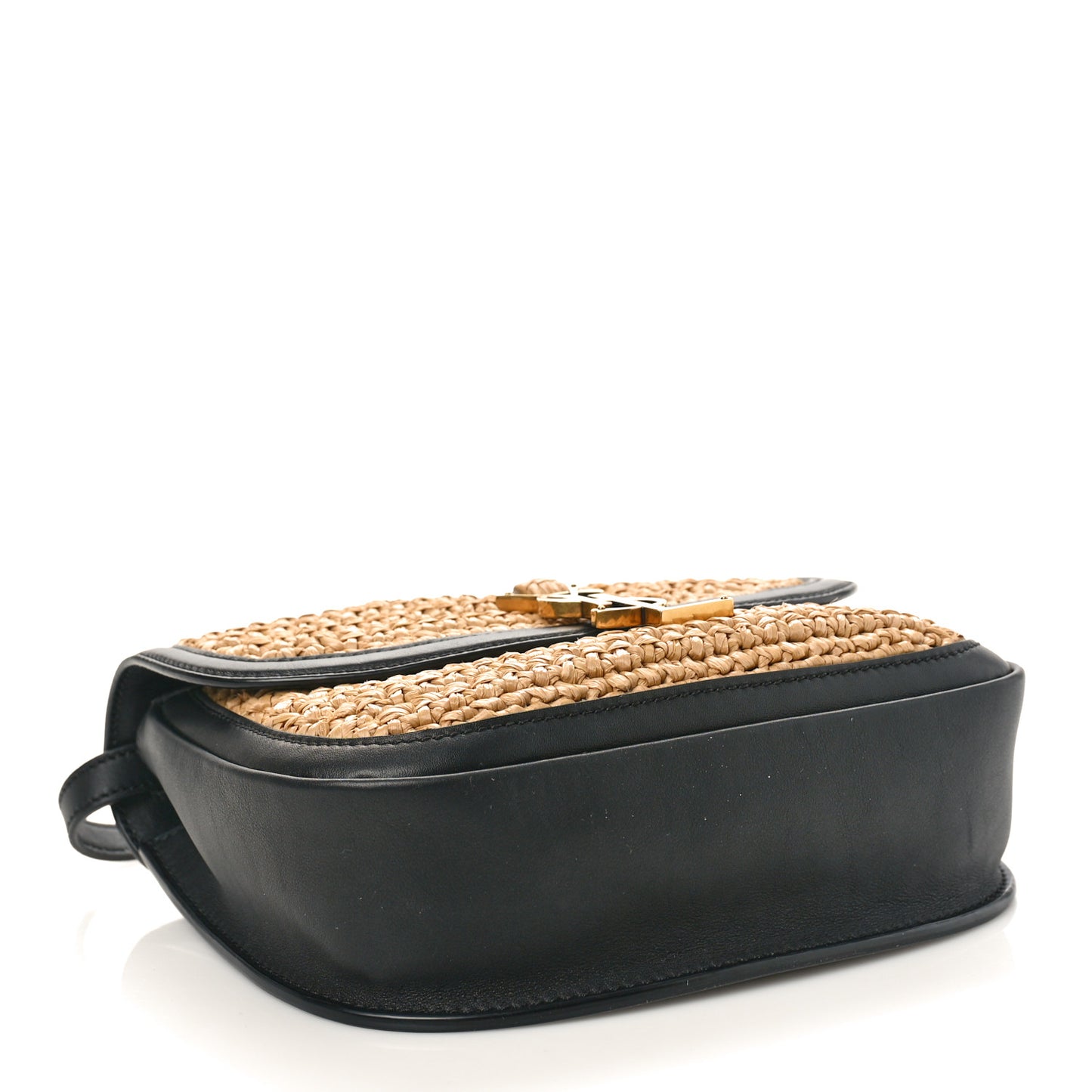 Woven Raffia Monogram Kaia Satchel Tan