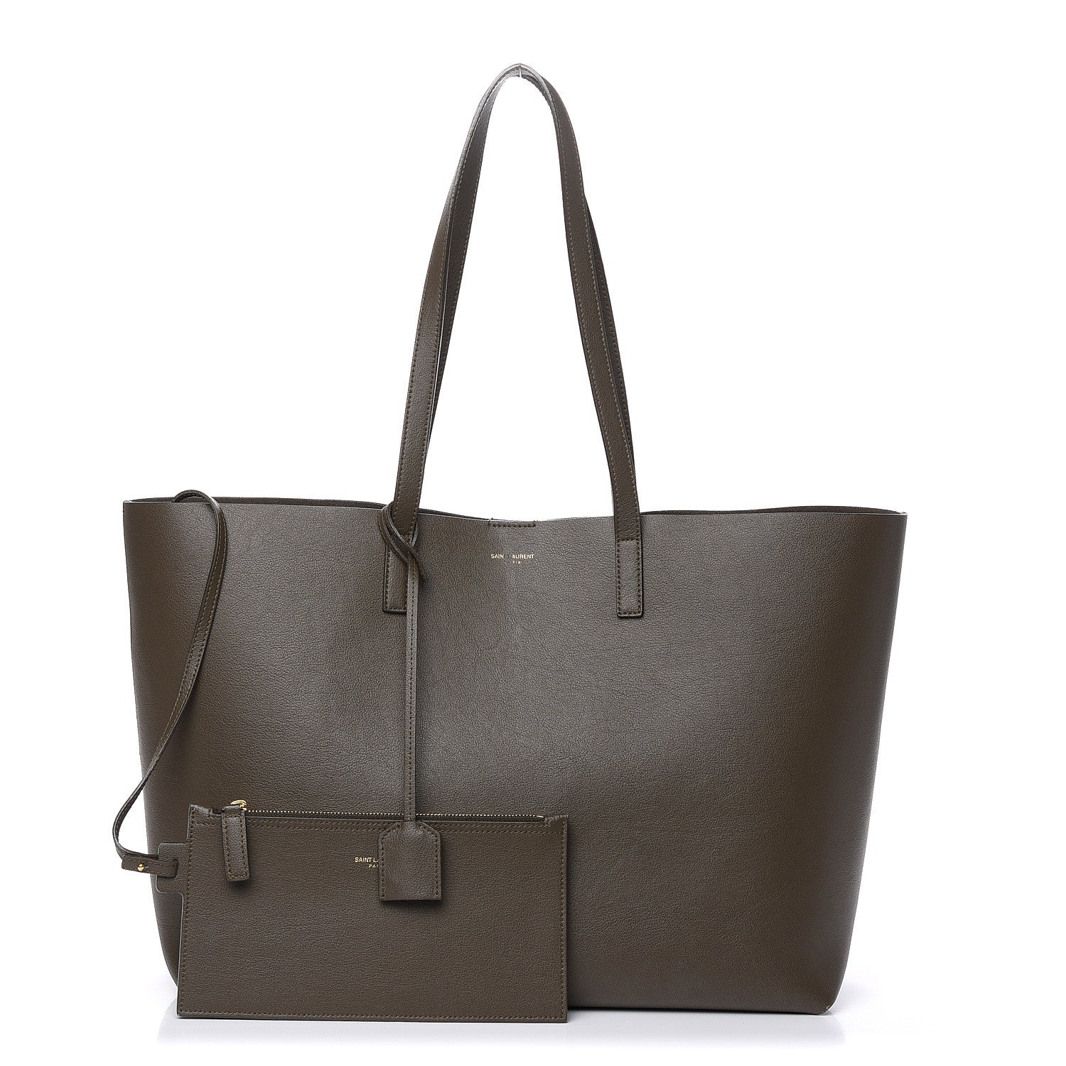 Saint Laurent Calfskin Large Shopping Tote Kaki Militaire 1 of 12
