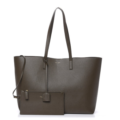 Saint Laurent Calfskin Large Shopping Tote Kaki Militaire 1 of 12
