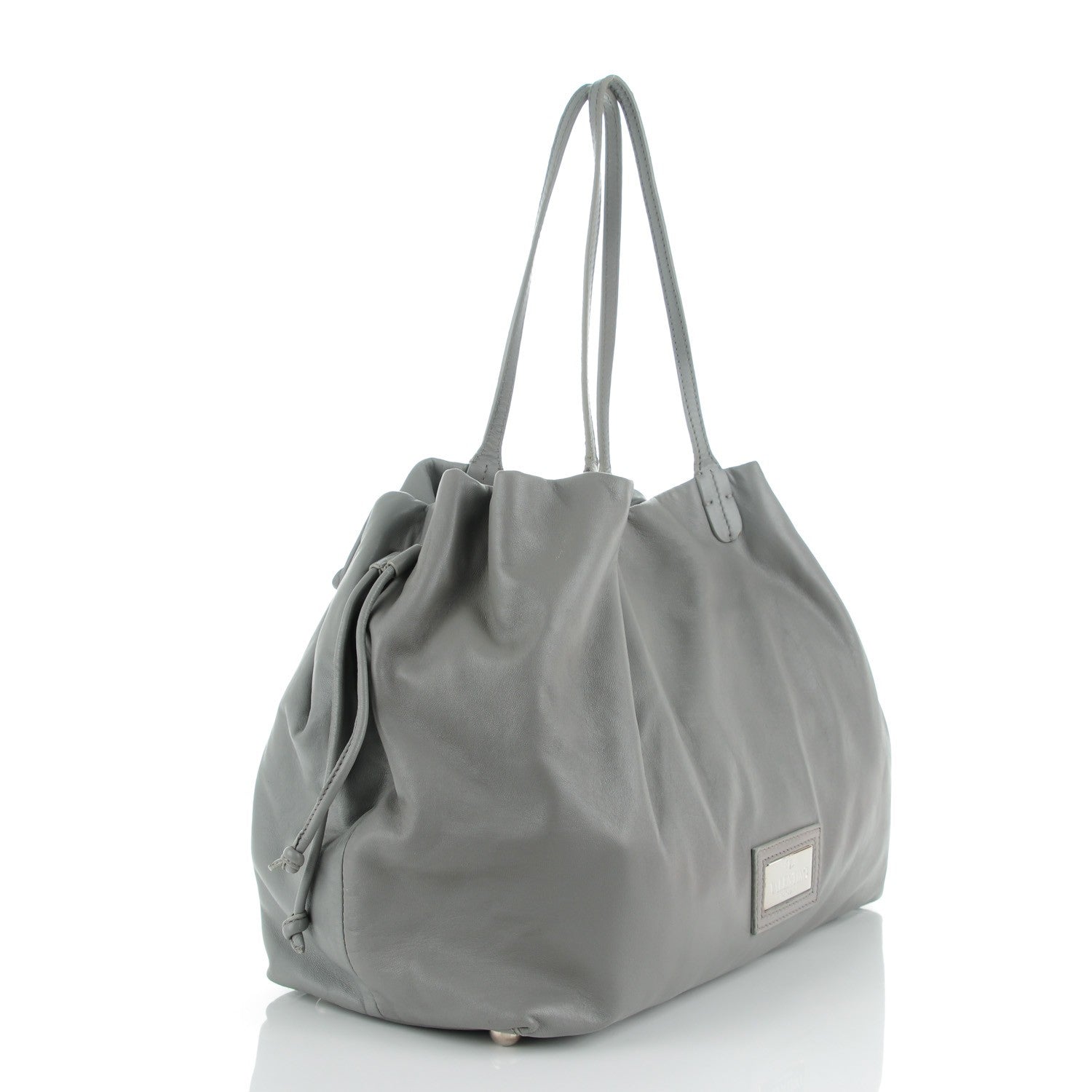 Valentino Garavani Nappa Leather Crystal Rose Glam Tote Gray 3 of 9