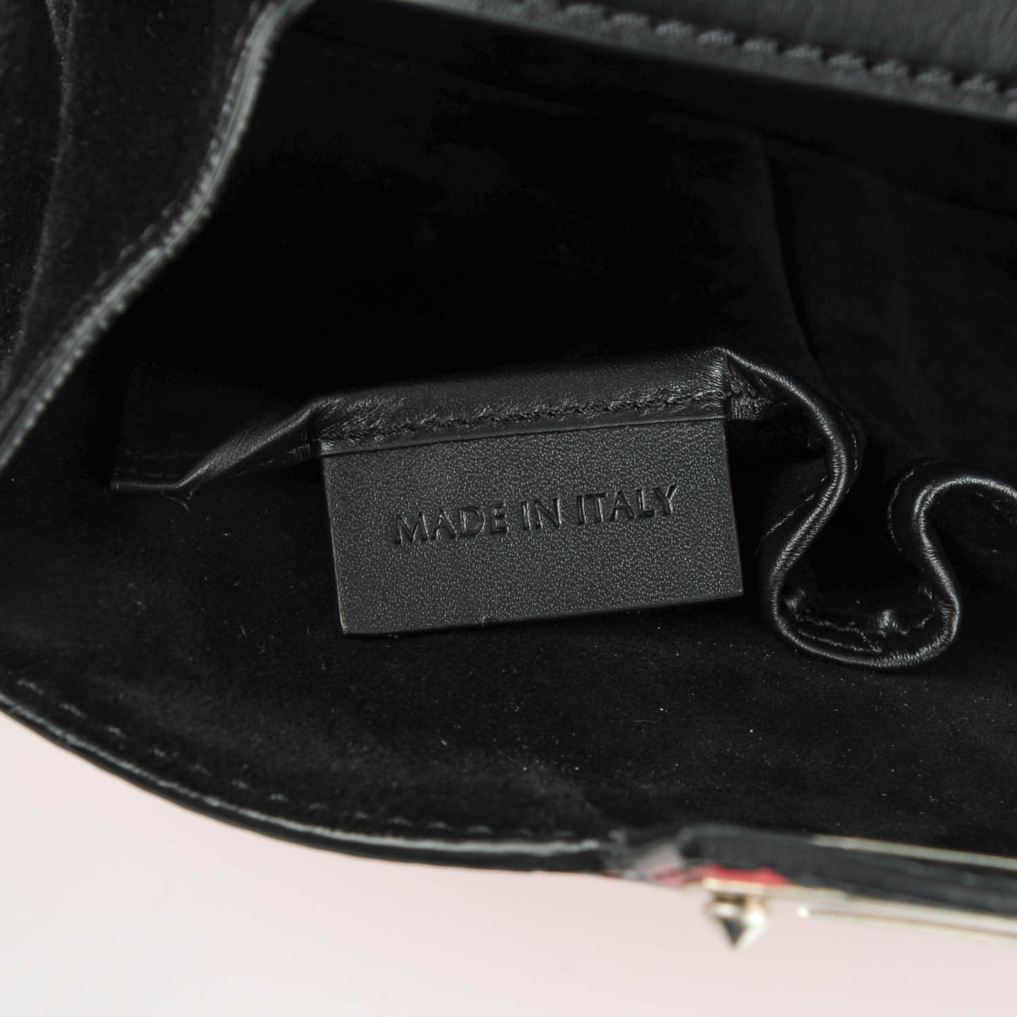Calfskin Lotus Flower Legend Box Shoulder Bag Red Black