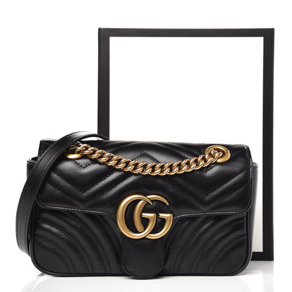 Gucci Calfskin Matelasse Mini GG Marmont Shoulder Bag Black 9 of 9