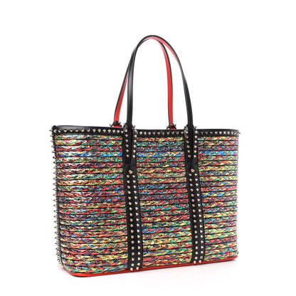 Christian Louboutin Calfskin Metallic Straw Spikes East West Cabata Tote Multicolor 3 of 11