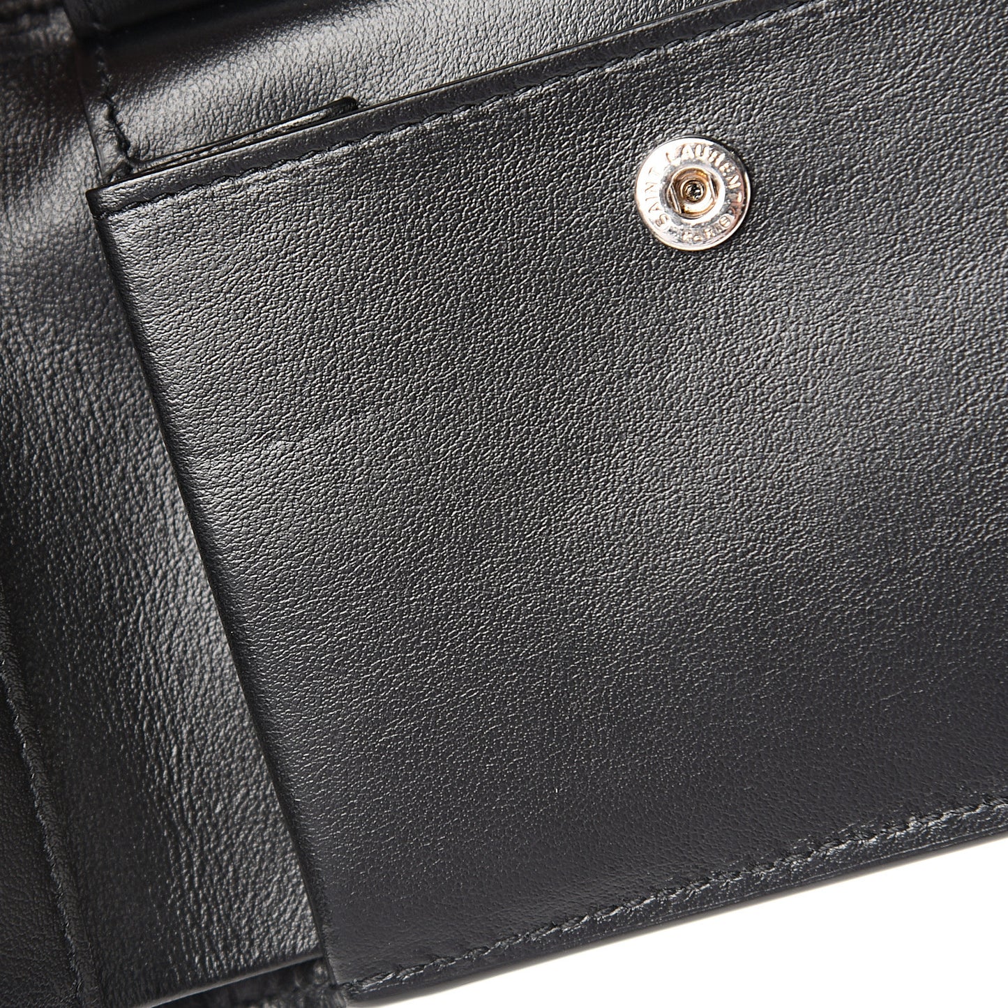 Calfskin Star Print Bi-Fold Wallet Black