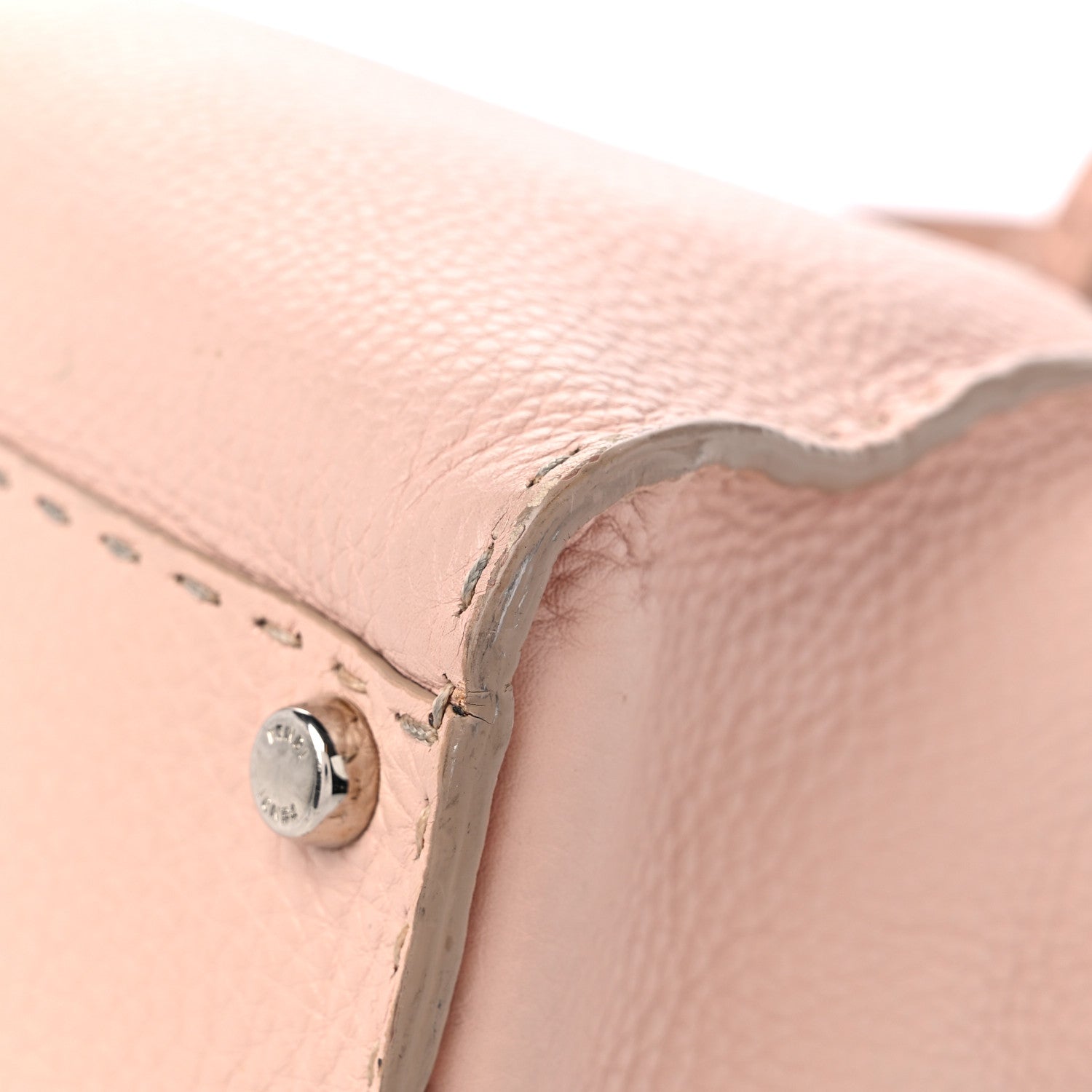 Fendi Cuoio Romano Selleria Bi-Color Medium Peekaboo Iconic Satchel Rosa Plaster Pesca 9 of 18