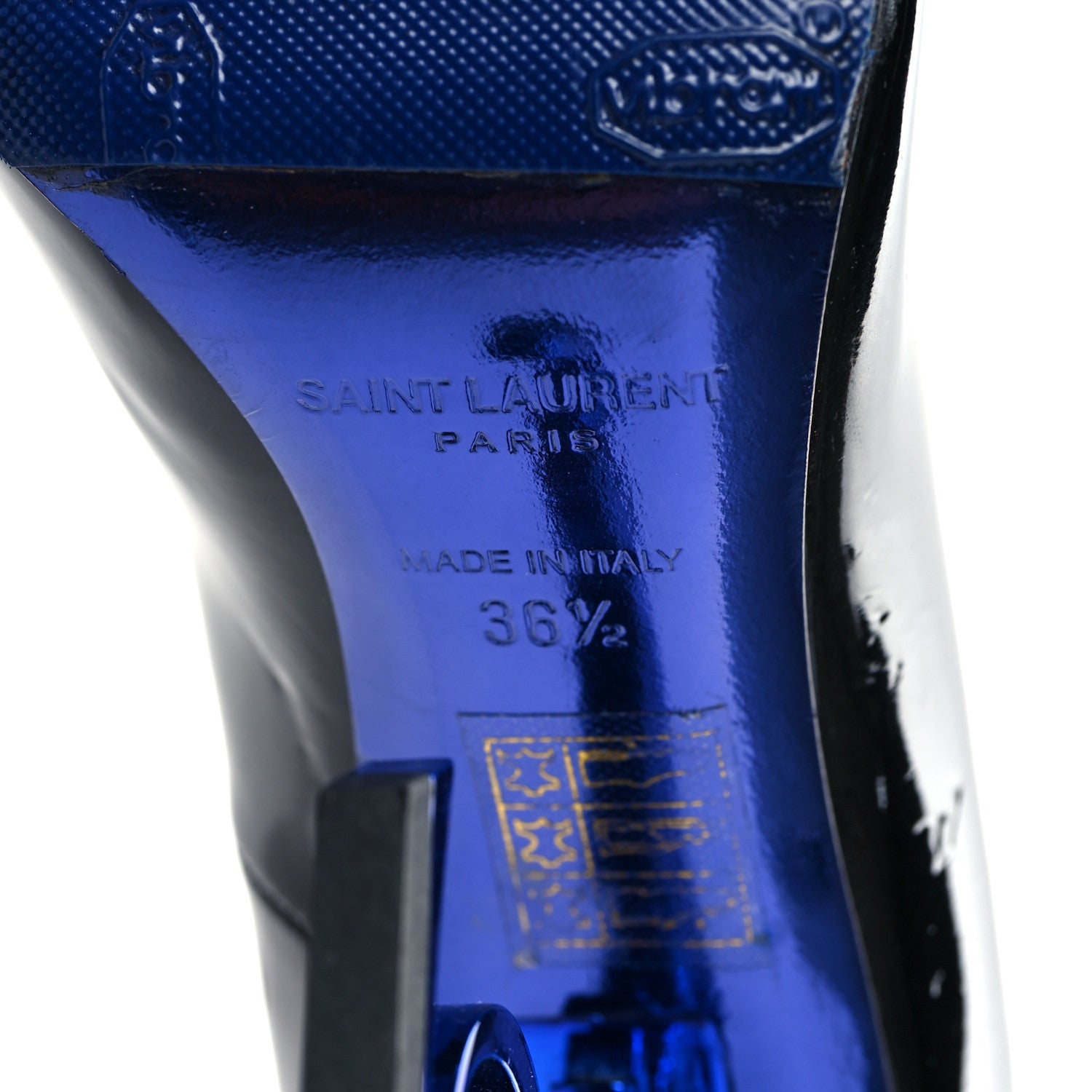 Saint Laurent Patent Opyum 110 Pumps 36.5 Black Blue 6 of 9