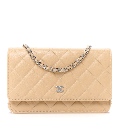 Chanel Caviar Quilted Wallet on Chain WOC Beige 1 of 14