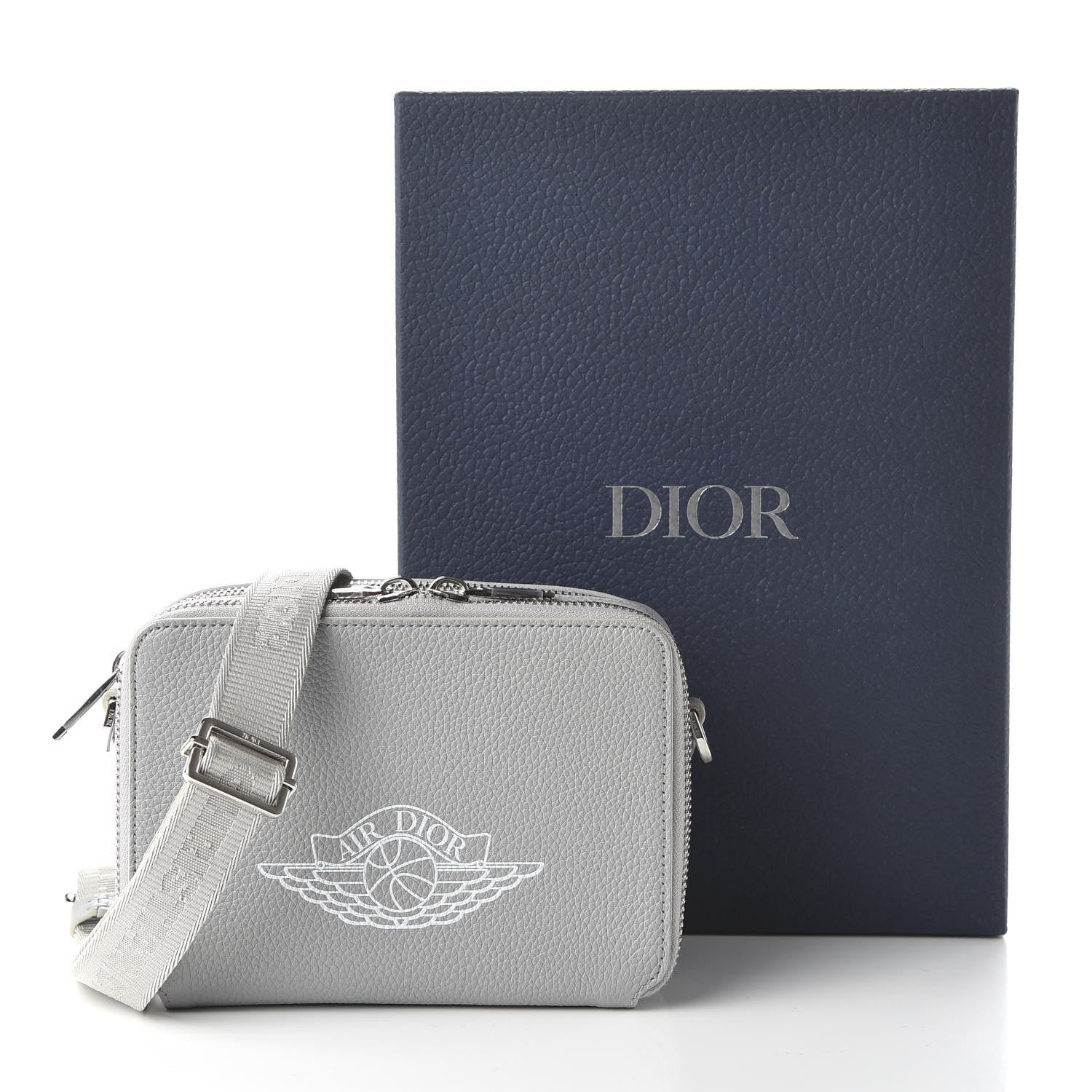 Christian Dior X AIR JORDAN Grained Calfskin Crossbody Grey 11 of 11
