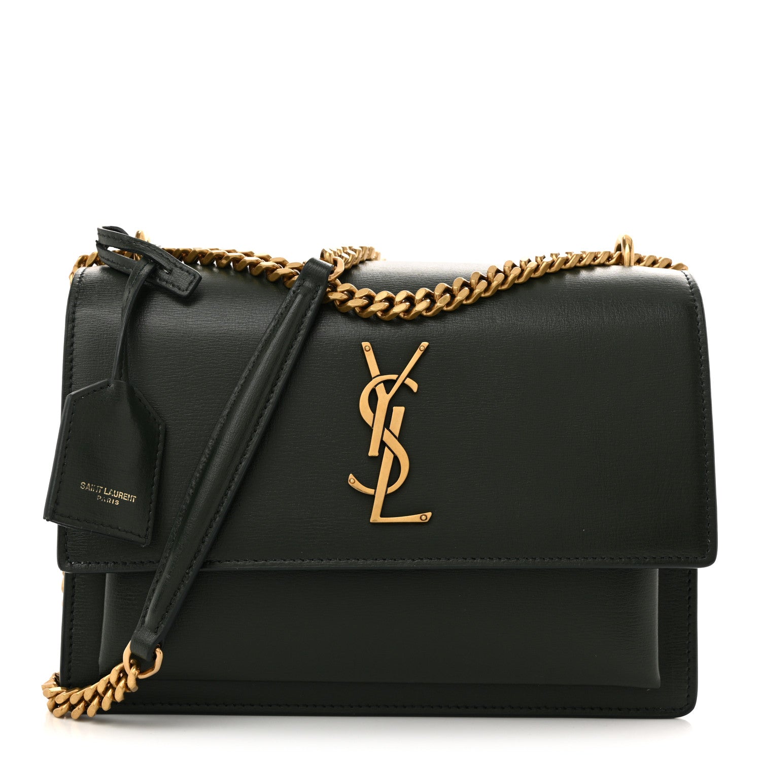 Saint Laurent Calfskin Medium Monogram Sunset Dark Green 1 of 11