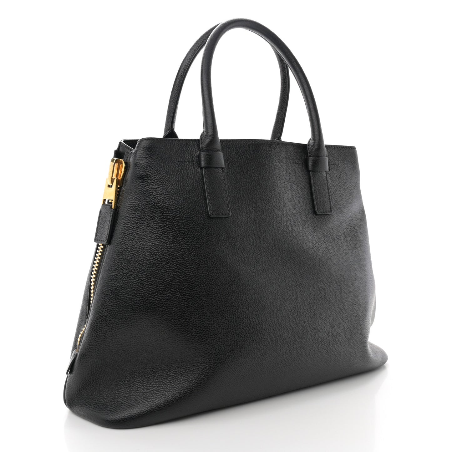 Pebbled Calfskin Medium Jennifer Zip Tote Black