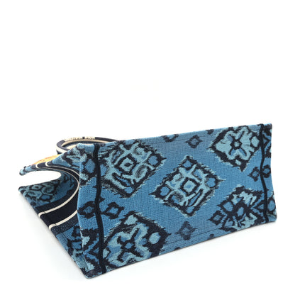 Christian Dior Canvas Embroidered Paisley Medium Book Tote Blue Multicolor 4 of 12