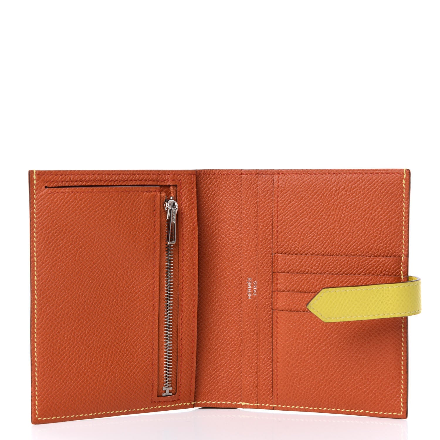 Hermes Epsom Verso Bearn Compact Wallet Lime Terre Battue 5 of 7