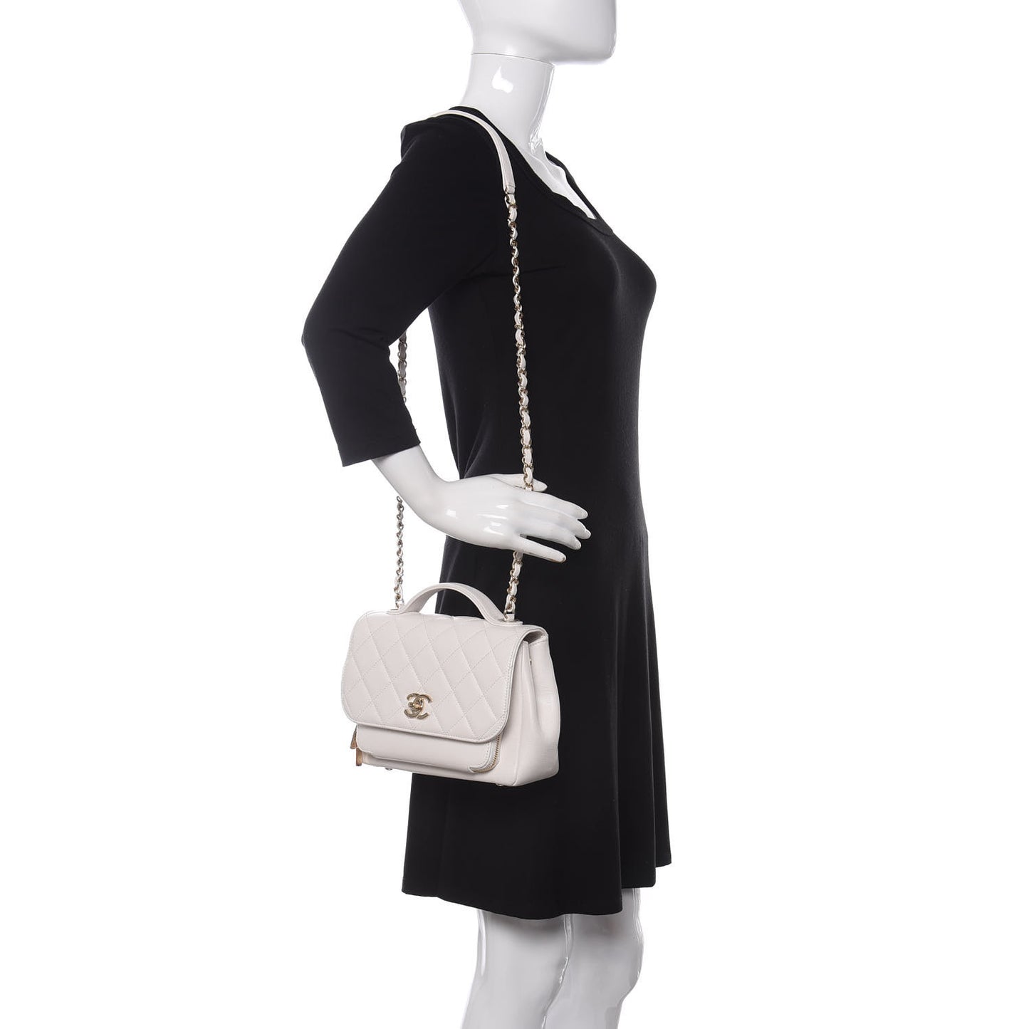 Caviar Quilted Medium Business Affinity Flap White