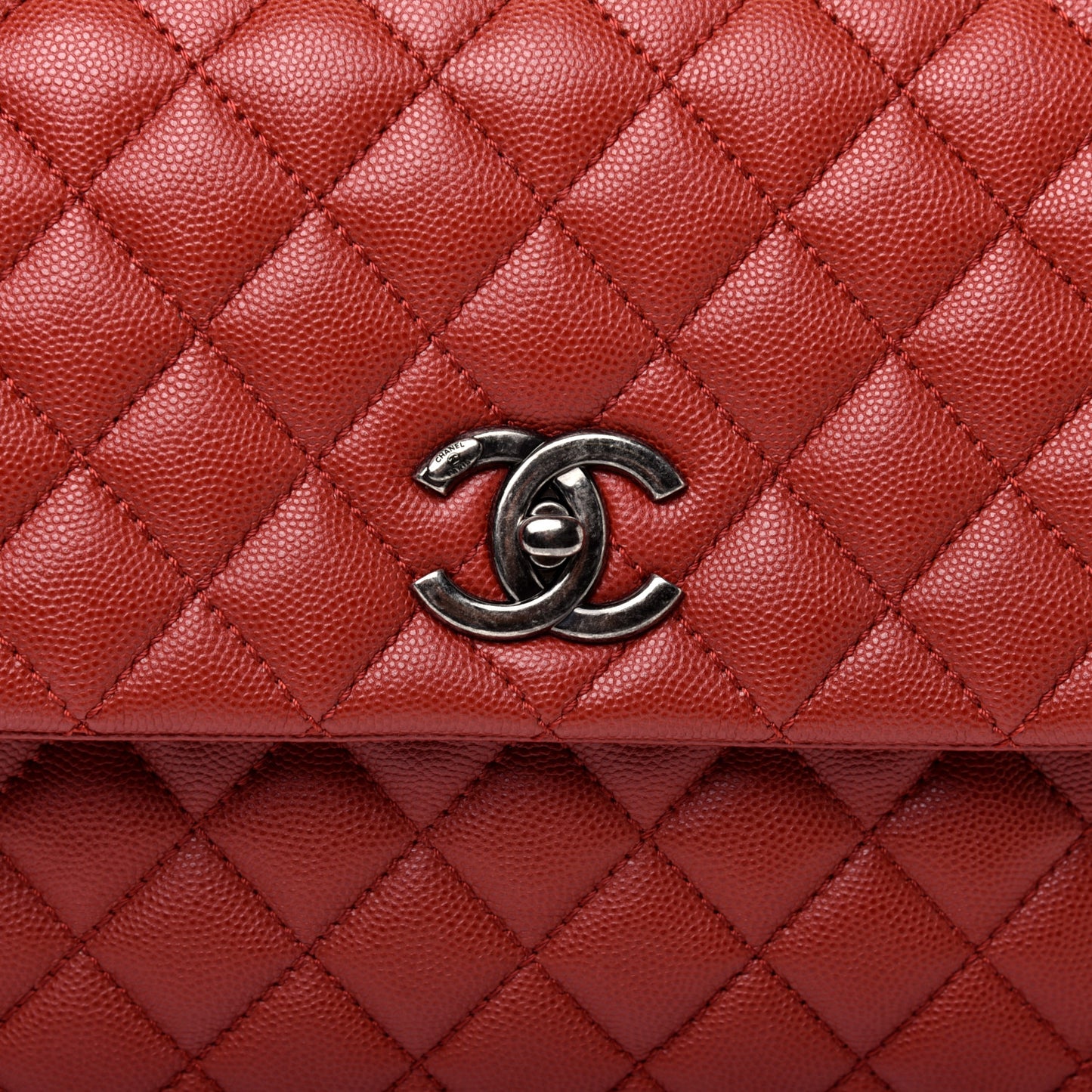 Caviar Quilted Medium Coco Handle Flap Dark Red