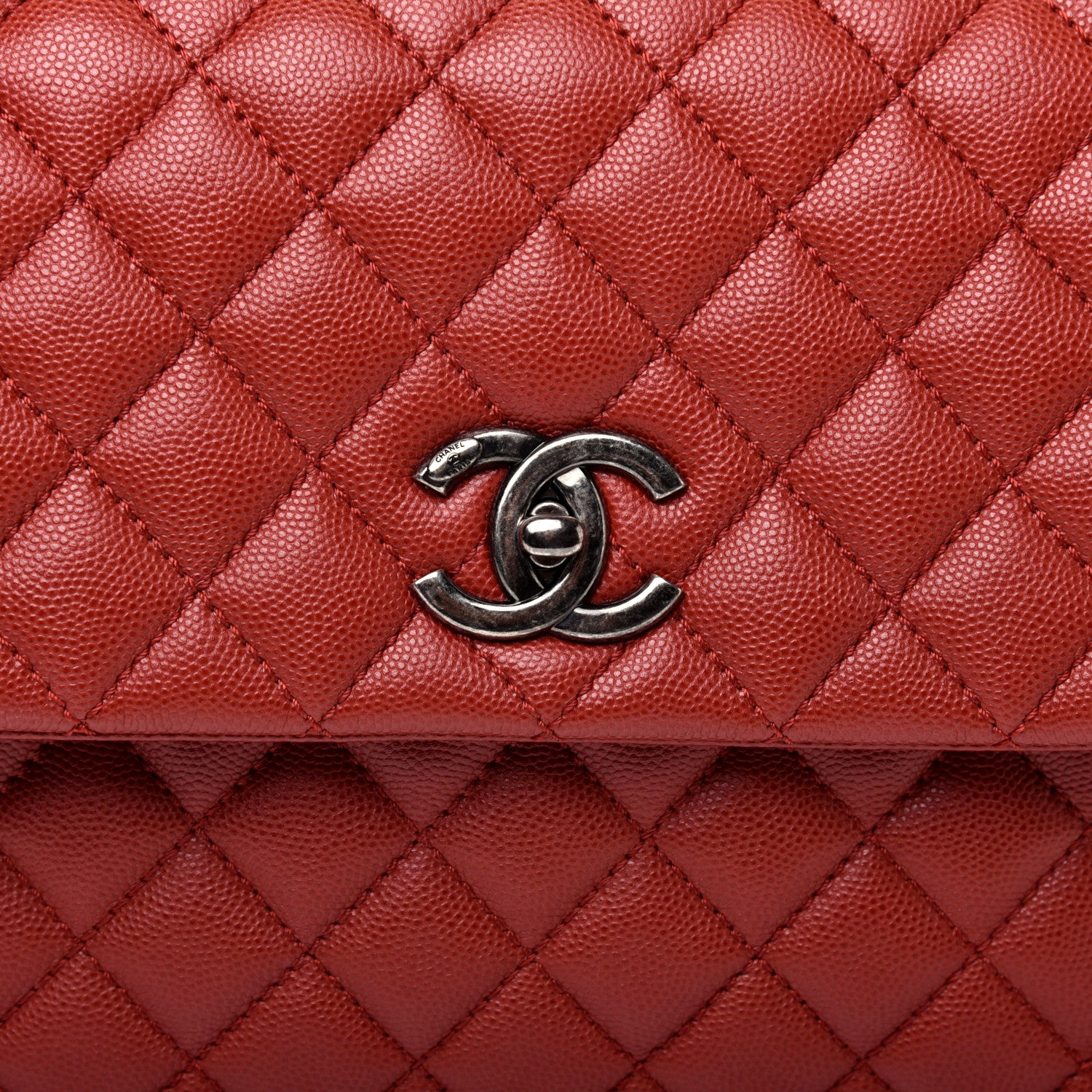 Chanel Caviar Quilted Medium Coco Handle Flap Dark Red 10 of 11