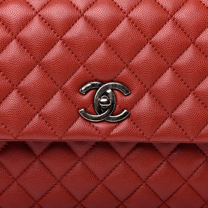 Chanel Caviar Quilted Medium Coco Handle Flap Dark Red 10 of 11