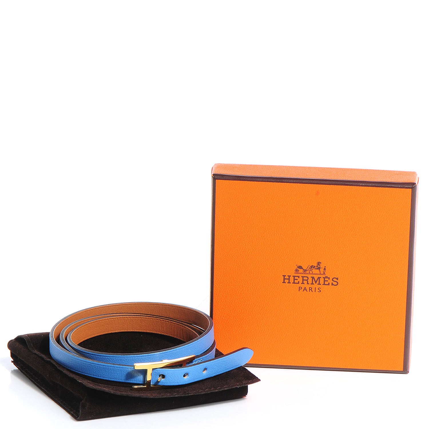 Hermes Swift 3MM Hapi Triple Tour Wrap Bracelet S Bleu Paradis 3 of 7