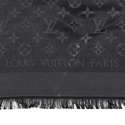 Louis Vuitton Silk Lurex Wool Monogram Shine Shawl Black 2 of 4