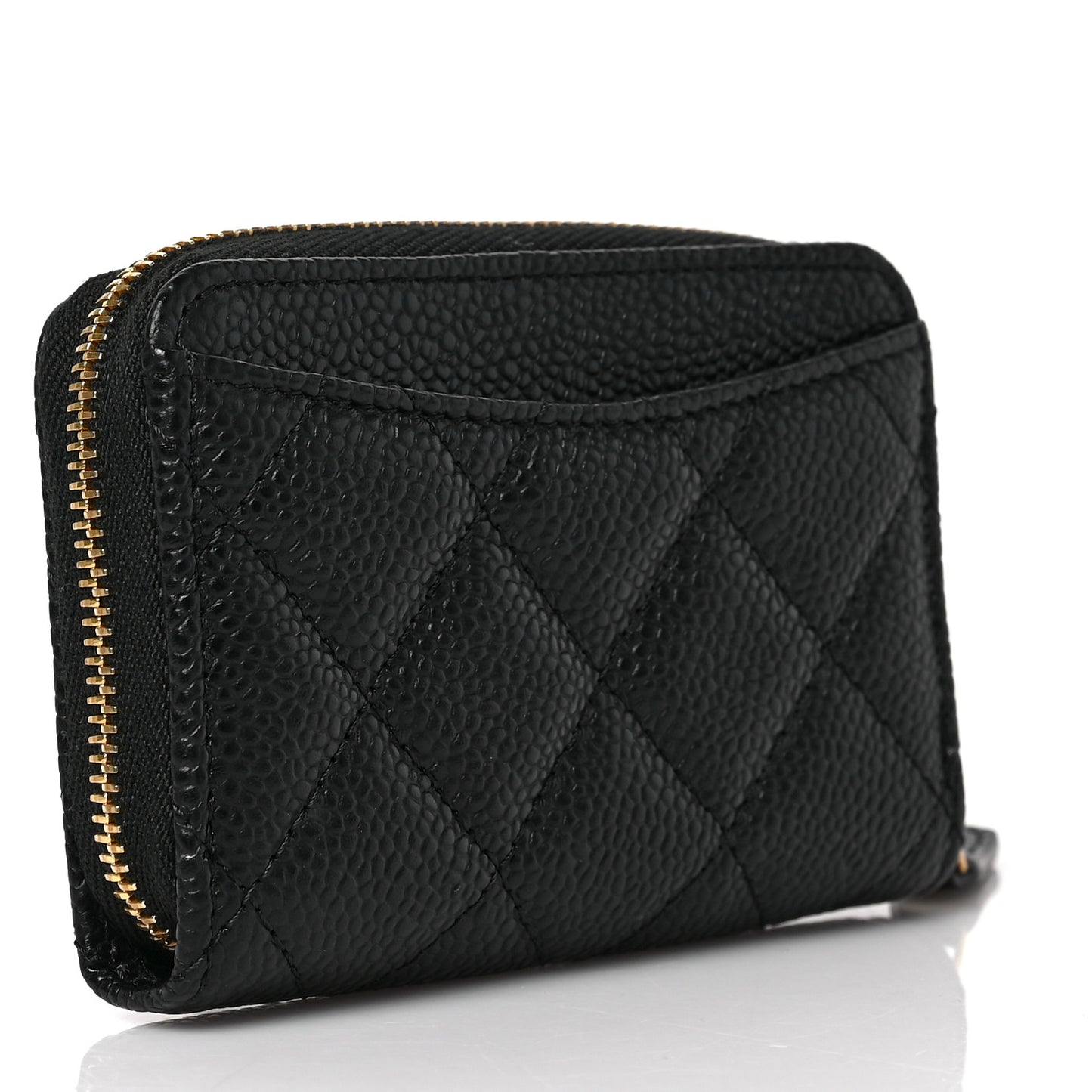 Caviar Quilted Zip Coin Purse Black