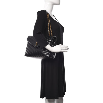 Saint Laurent Calfskin Y Quilted Monogram Medium Loulou Chain Satchel Black 2 of 11