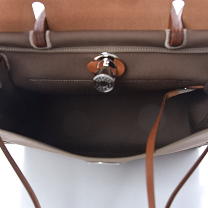 Hermes Vache Hunter Toile Officier Herbag Zip PM 31 Etoupe Fauve 6 of 12