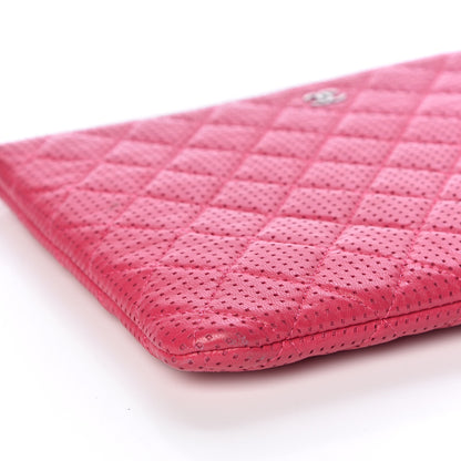 Chanel Perforated Lambskin Quilted Medium Zip Pouch Pink 8 of 14