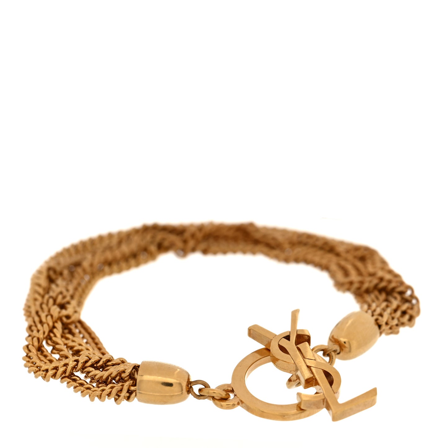 Brass Monogram Multi Chain Charm Bracelet Gold