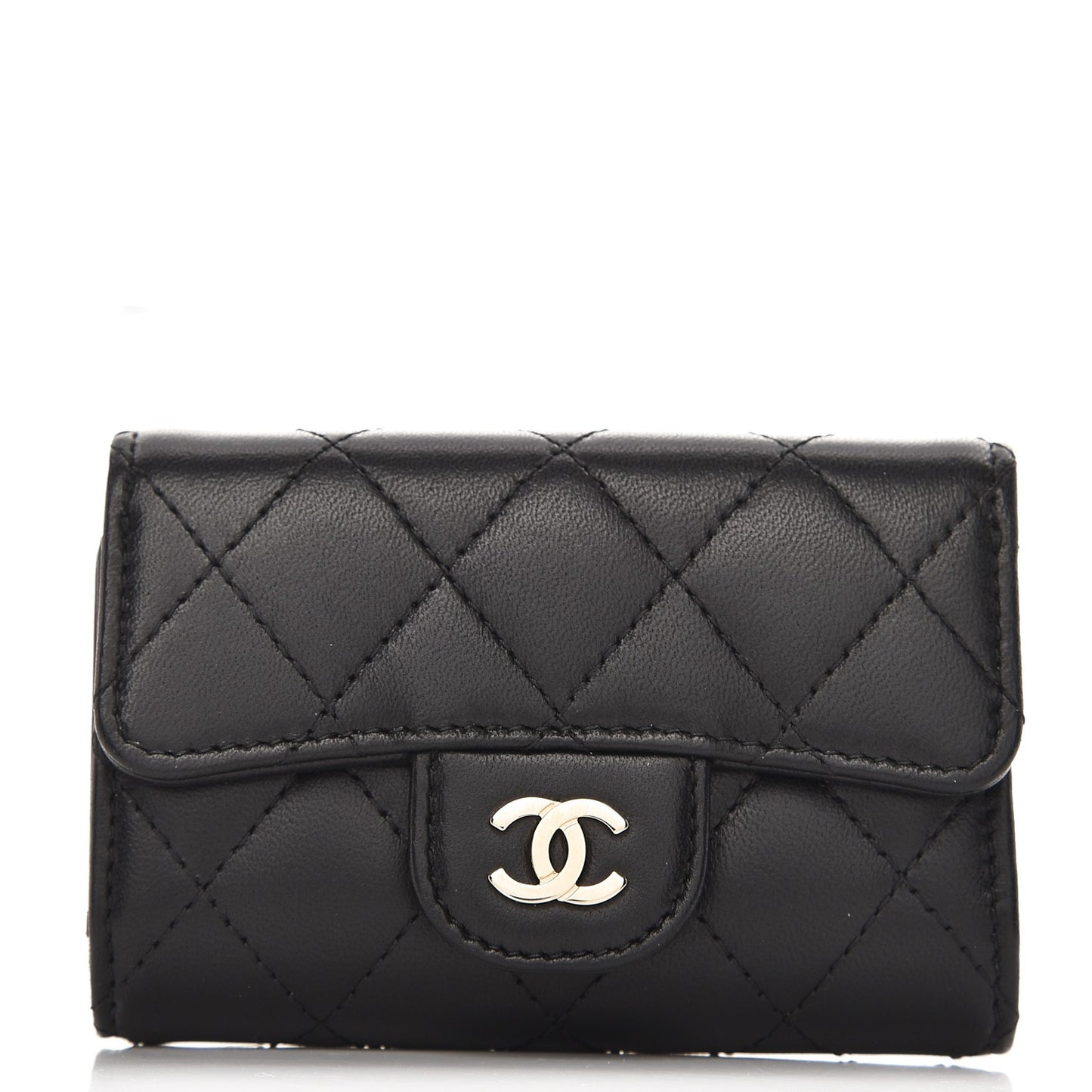 Lambskin Quilted 4 Key Holder Black