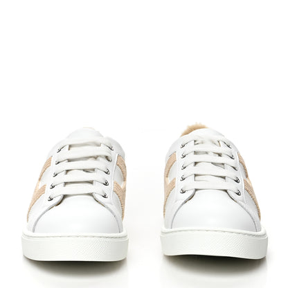 Hermes Calfskin Woolskin Womens Avantage Sneakers 36.5 White 2 of 7
