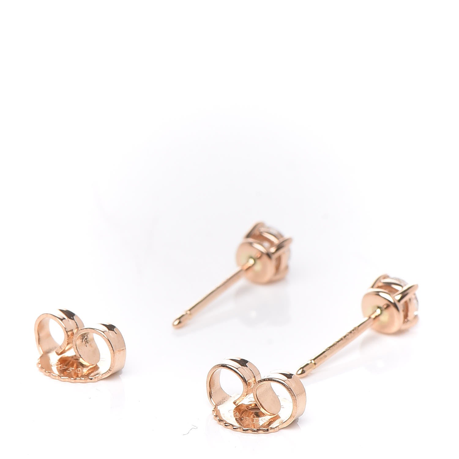 Tiffany 18K Rose Gold Diamond .22ctw Solitaire Earrings 3 of 5