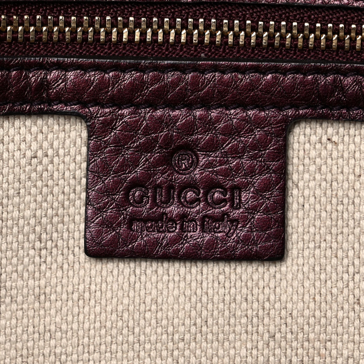 Metallic Cellarius Calfskin Medium Soho Clutch Classic Burgundy