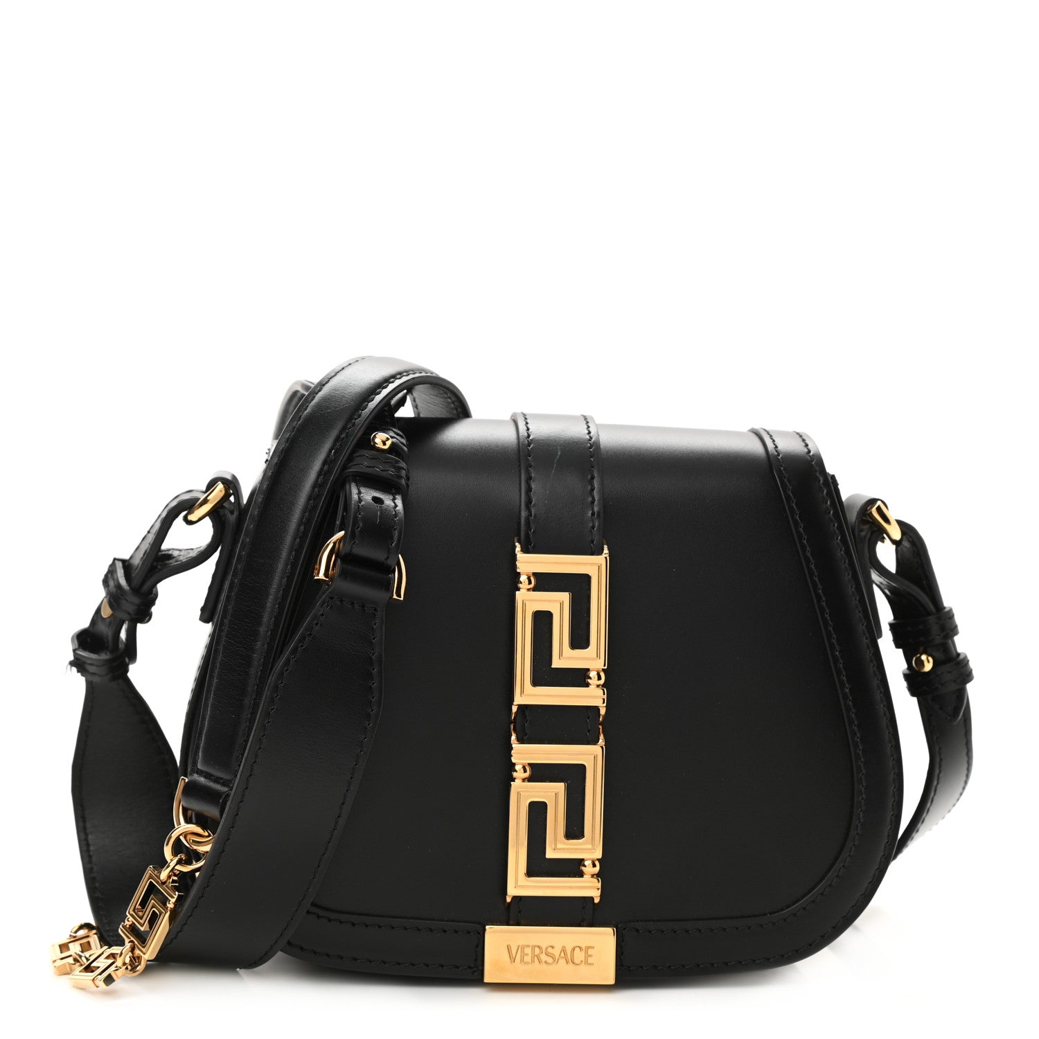 Versace Calfskin Small Greca Goddess Shoulder Bag Black 1 of 12