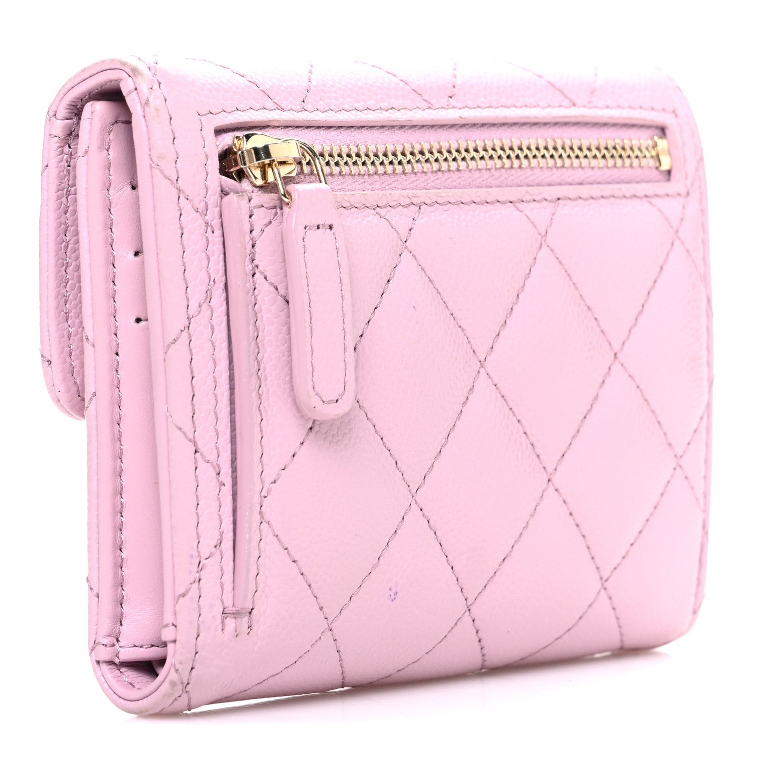 Chanel Caviar Quilted Compact Flap Wallet Light Pink 3 of 9