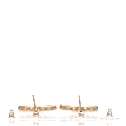 Chanel Crystal Pearl Dazzling Domino Drop Earrings Matte Gold 3 of 5