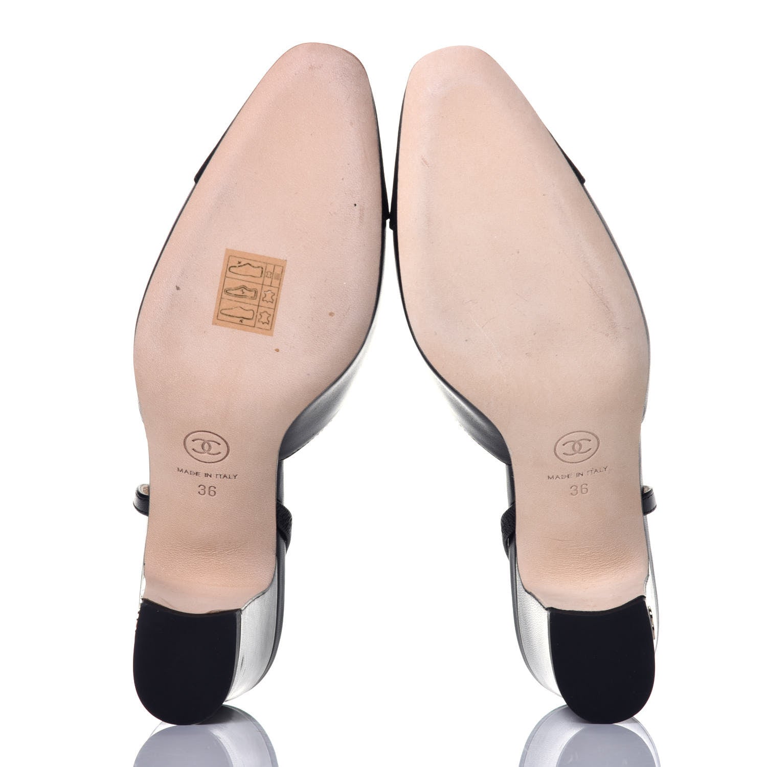 Chanel Goatskin Grosgrain Cap Toe CC Slingback Sandals 36 Black 5 of 9
