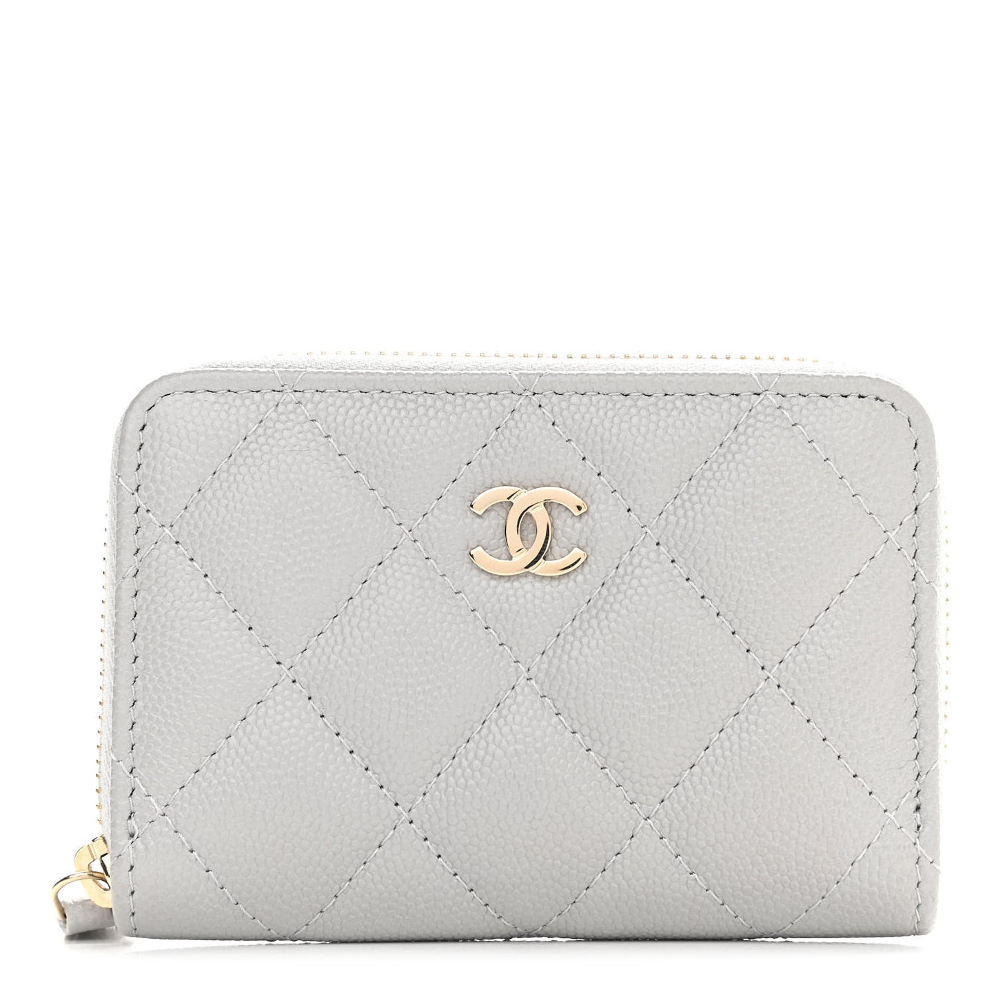 Caviar Quilted Zip Coin Purse Grey