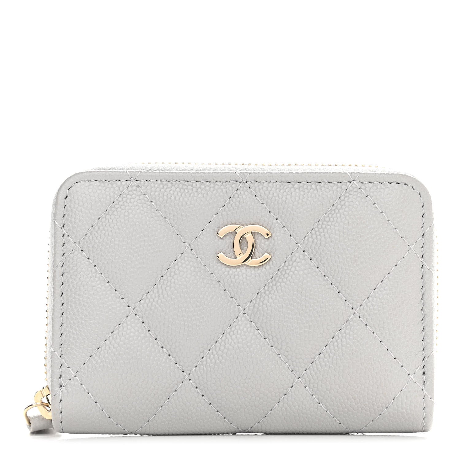 Chanel Caviar Quilted Zip Coin Purse Grey 1 of 8