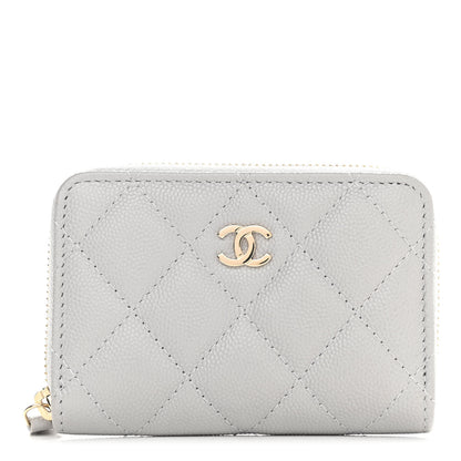 Chanel Caviar Quilted Zip Coin Purse Grey 1 of 8
