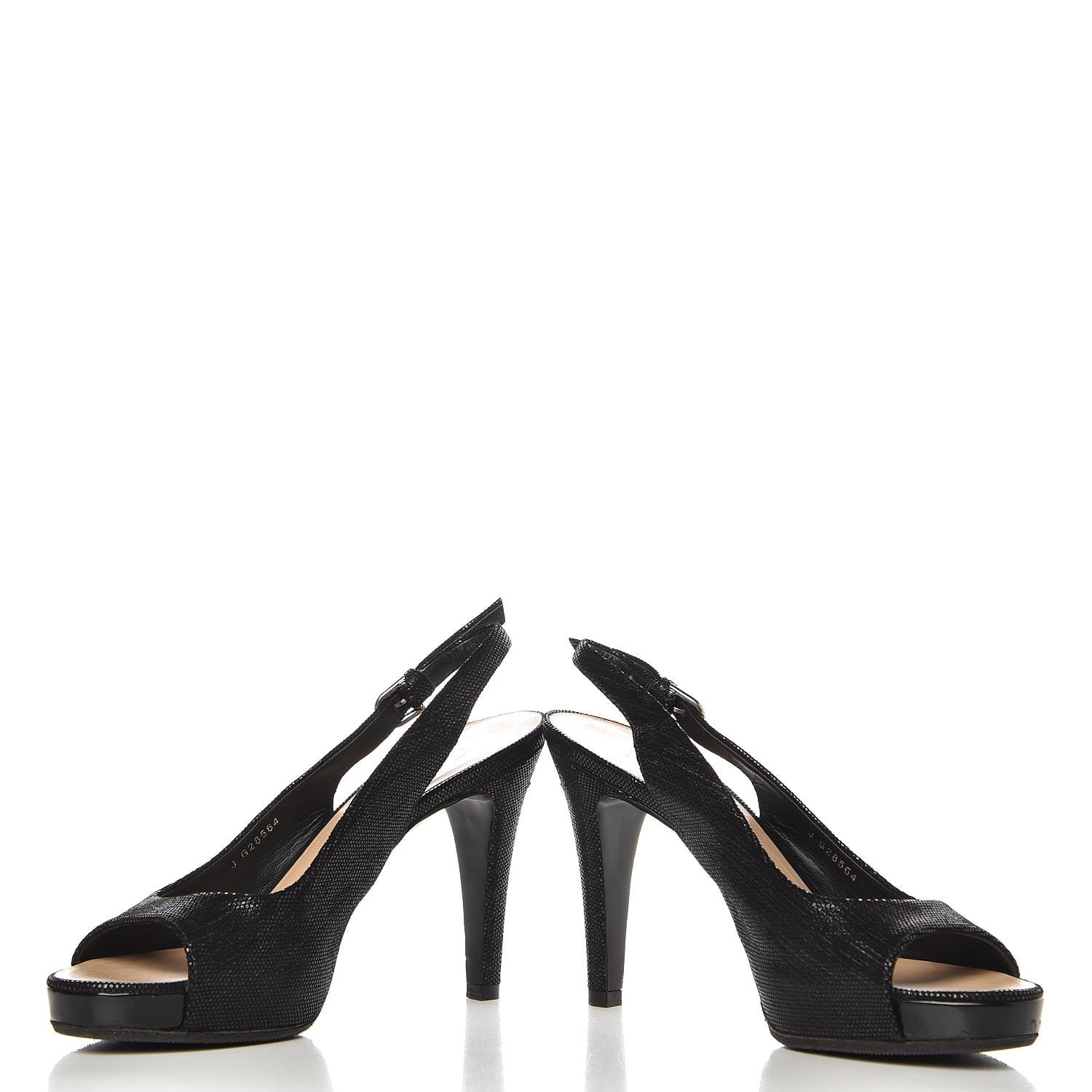 Chanel Shimmer Fabric Peep Toe Slingback Pumps 37.5 Black 6 of 13